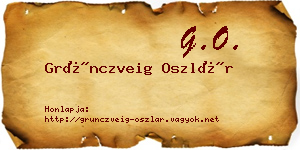Grünczveig Oszlár névjegykártya